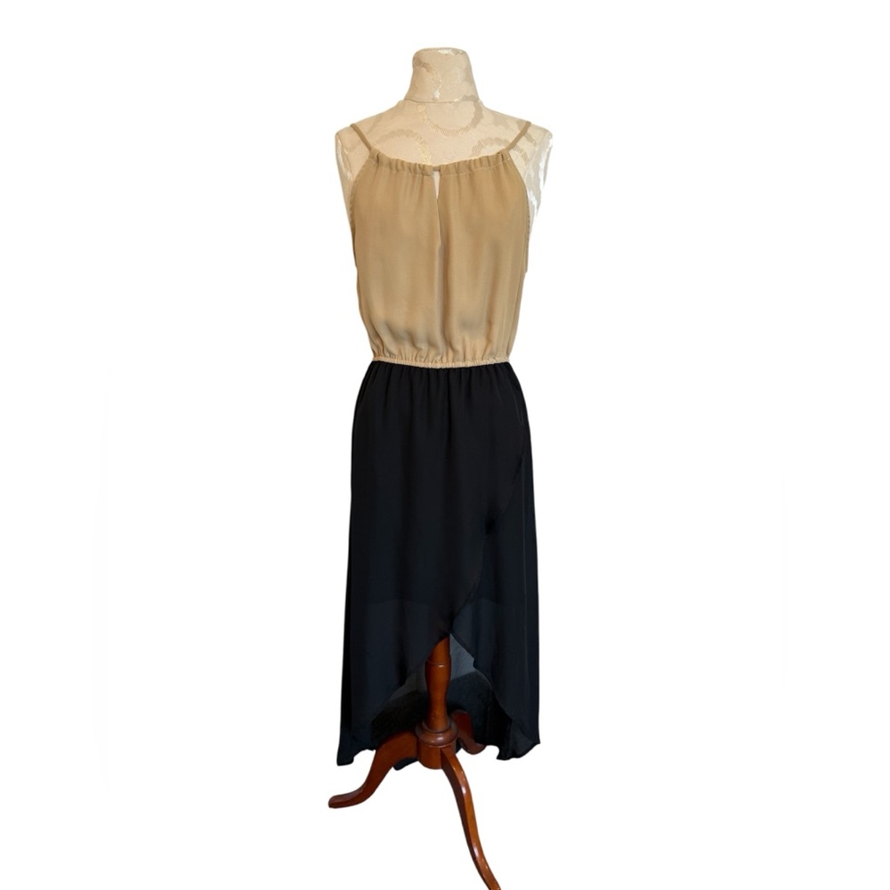 Charming Charlie tan and black high-low dress